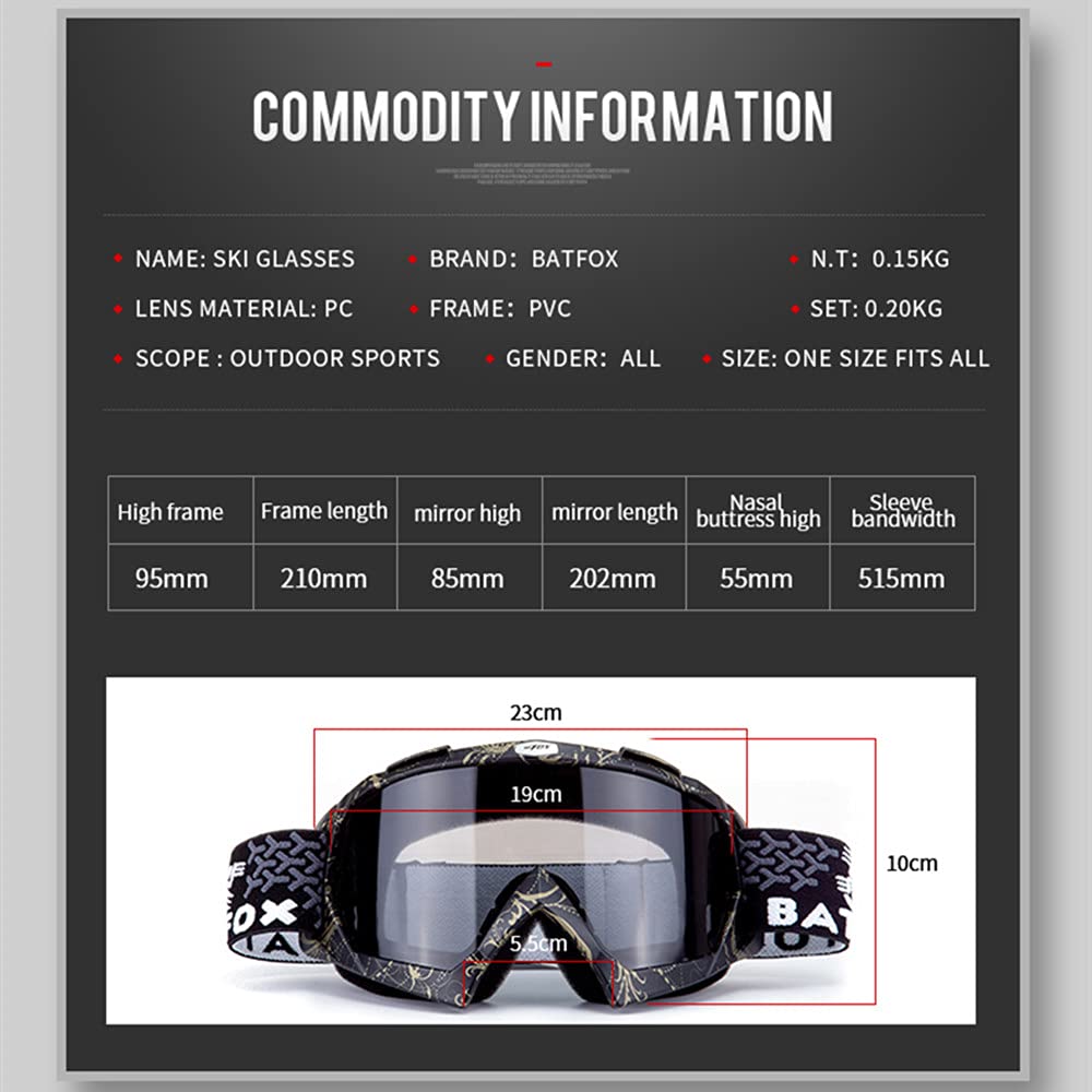 Otg Ski Snow Goggles, Uv Protection Anti Fog Snowboard Goggles For Men Women Youth, Dirt Bike,Motocross,Utv Mx Offroad Racing Go